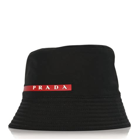 PRADA Technical Nylon Linea Rossa Bucket Hat M Black